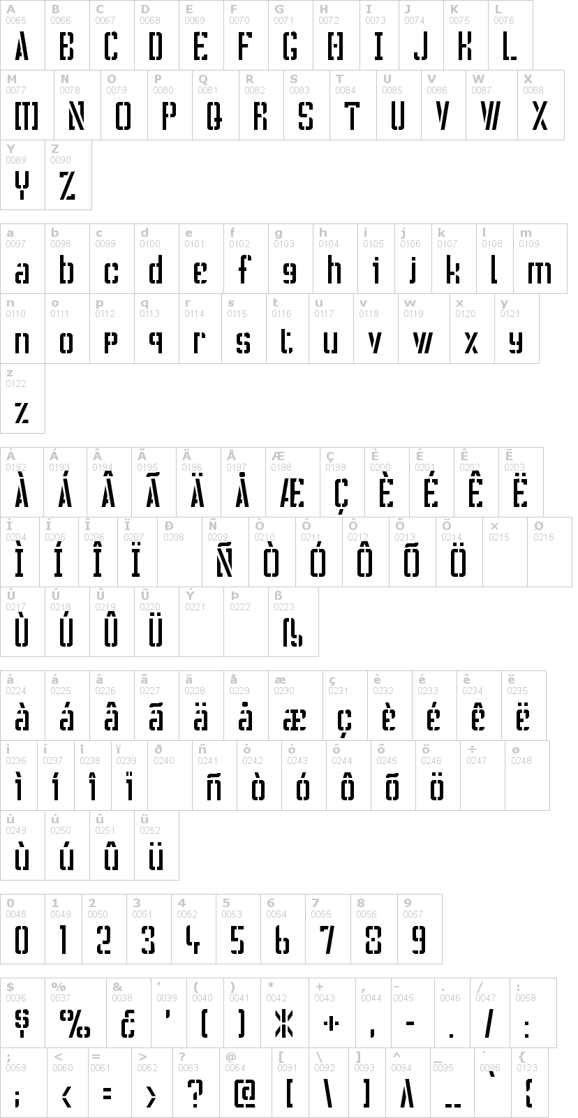Lettere dell'alfabeto del font -crass-roots-ofl con le quali è possibile realizzare adesivi prespaziati