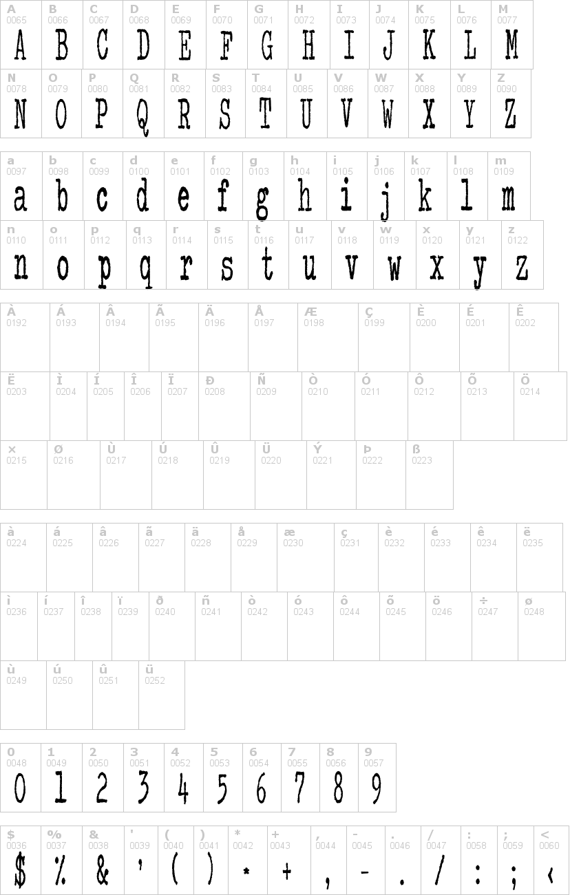 Lettere dell'alfabeto del font colour-me-purple con le quali è possibile realizzare adesivi prespaziati