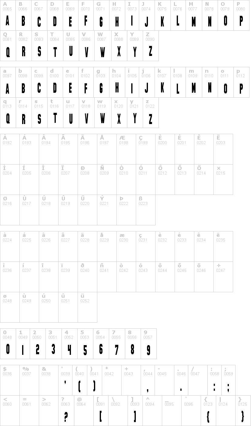 Lettere dell'alfabeto del font hollywood-hills con le quali è possibile realizzare adesivi prespaziati