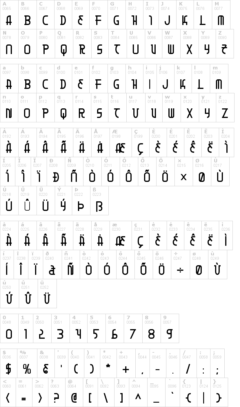Lettere dell'alfabeto del font moon-dart con le quali è possibile realizzare adesivi prespaziati