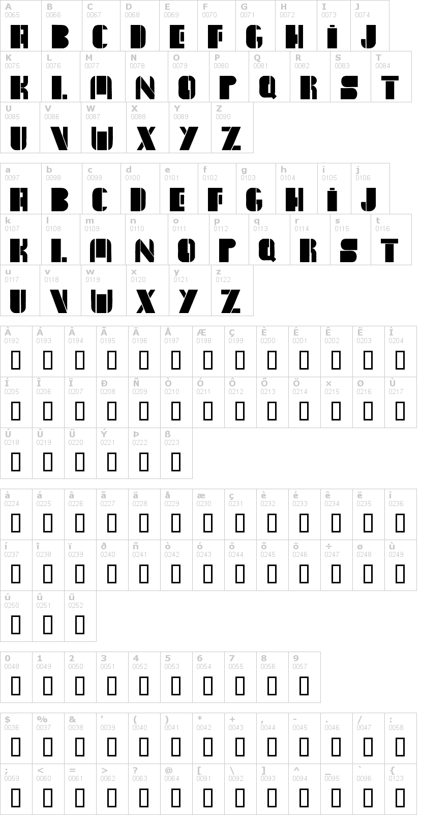 Lettere dell'alfabeto del font new-york-sanj con le quali è possibile realizzare adesivi prespaziati