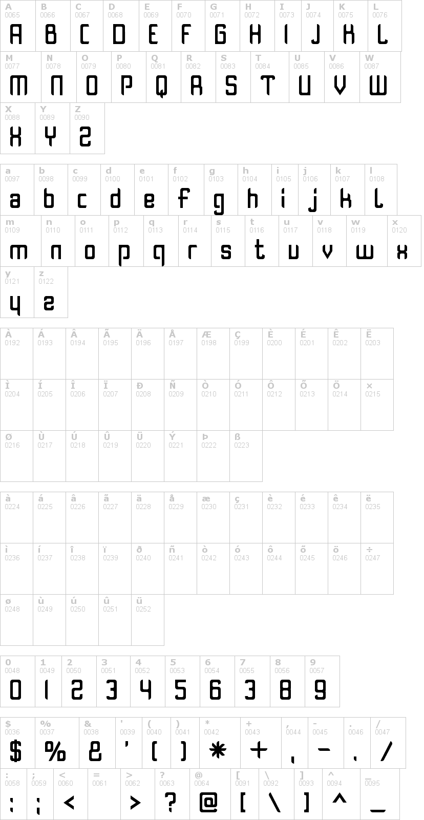 Lettere dell'alfabeto del font olivia con le quali è possibile realizzare adesivi prespaziati