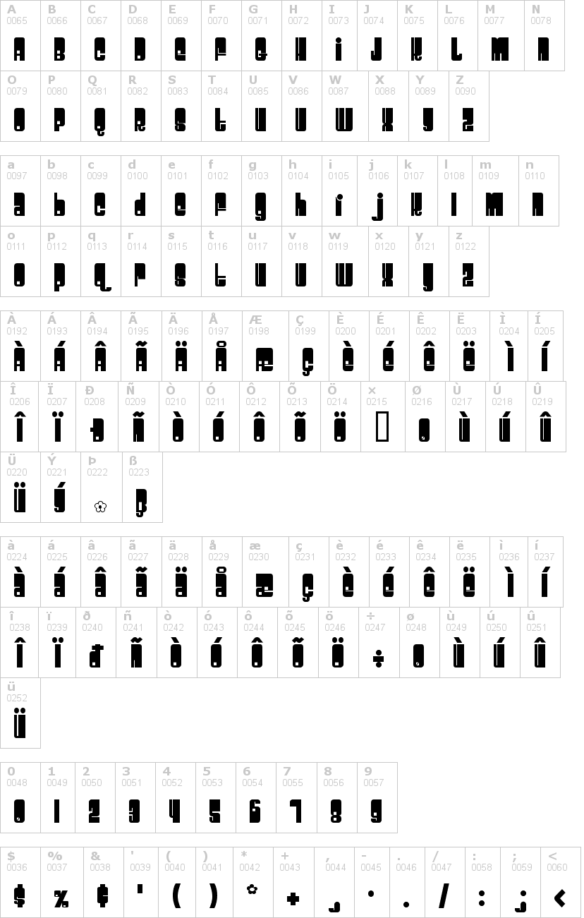 Lettere dell'alfabeto del font space-beach con le quali è possibile realizzare adesivi prespaziati