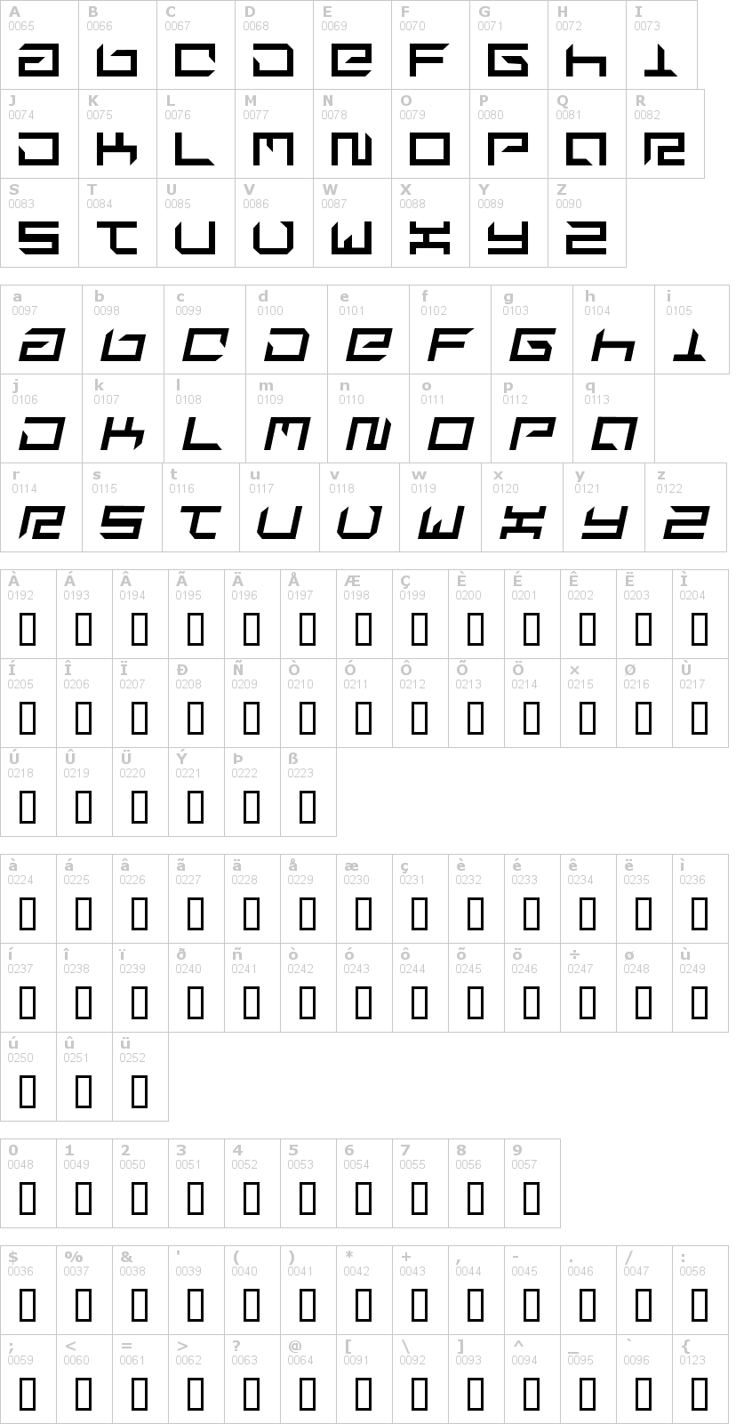 Lettere dell'alfabeto del font suplex con le quali è possibile realizzare adesivi prespaziati