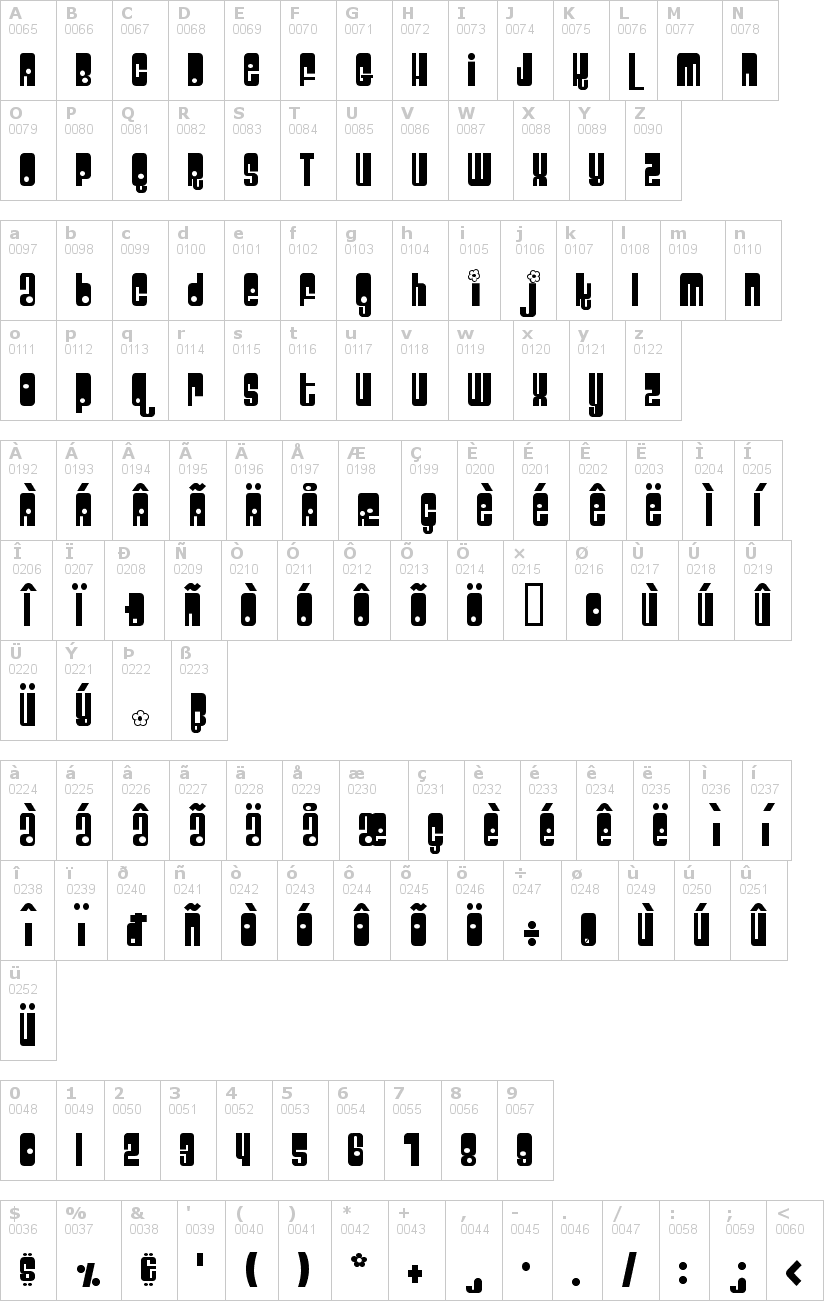 Lettere dell'alfabeto del font velcro con le quali è possibile realizzare adesivi prespaziati