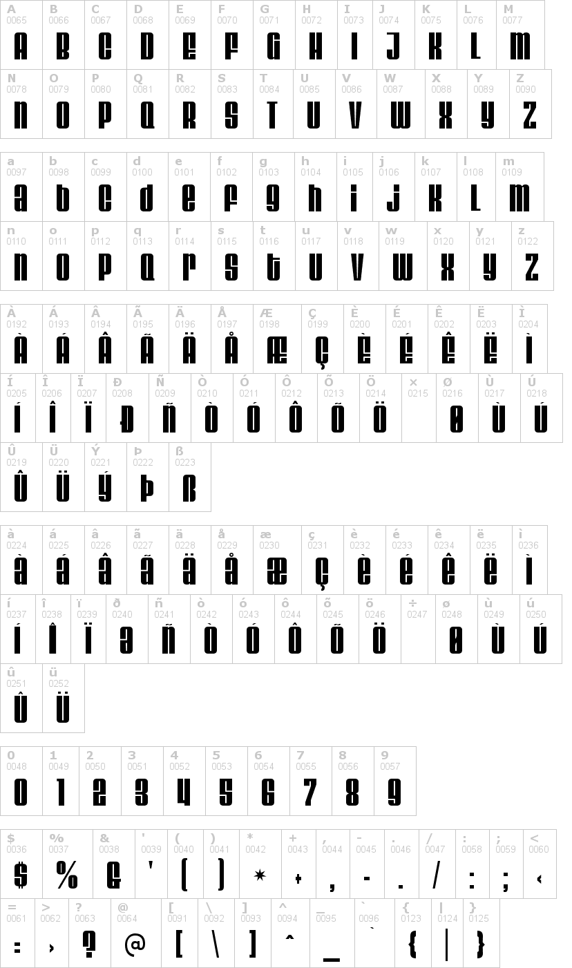 Lettere dell'alfabeto del font velvenda con le quali è possibile realizzare adesivi prespaziati