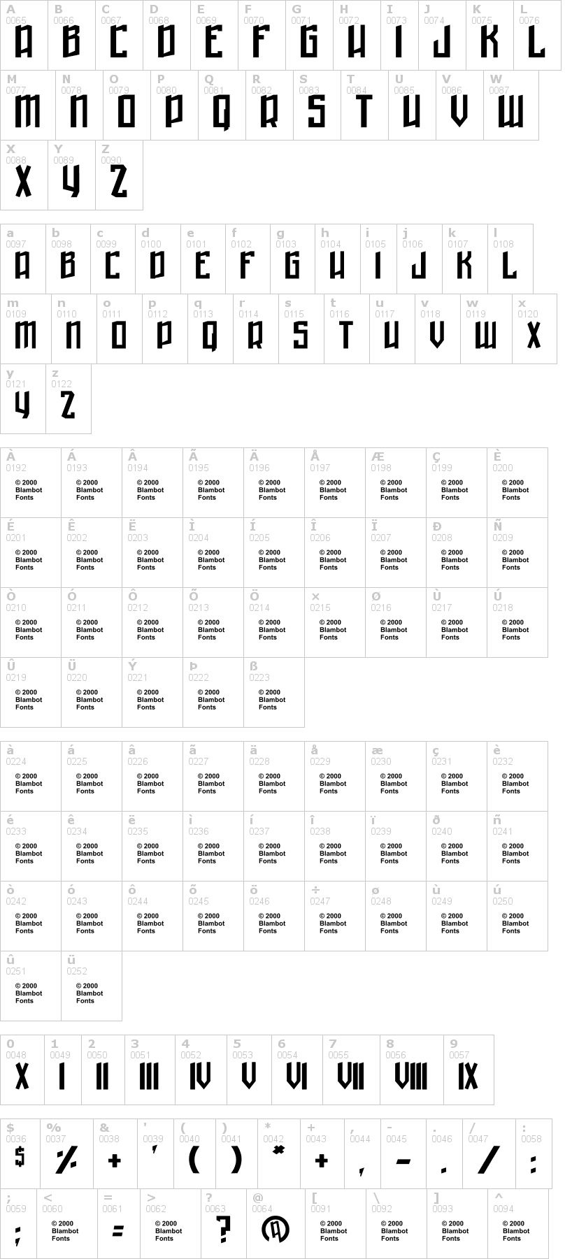 Lettere dell'alfabeto del font winter-in-gotham con le quali è possibile realizzare adesivi prespaziati