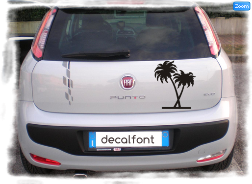 L'effetto dell'adesivo adesivi-palme su una Fiat Punto